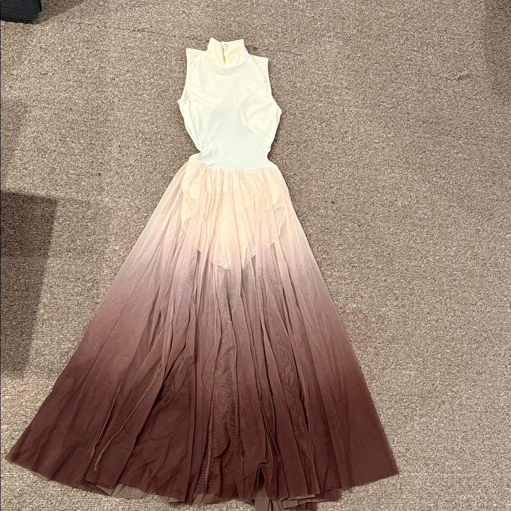 Weissman Cream and Brown Ombre Maxi Dress 
dance costume